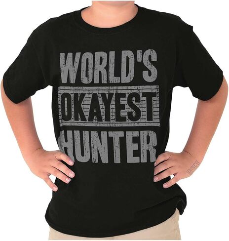 Funny Sarcastic Worlds Okayest Hunter Crewneck T Shirts Boy Girl in Saudi Arabia