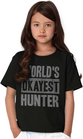 Funny Sarcastic Worlds Okayest Hunter Crewneck T Shirts Boy Girl in Saudi Arabia