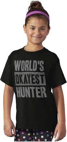 Funny Sarcastic Worlds Okayest Hunter Crewneck T Shirts Boy Girl in Saudi Arabia