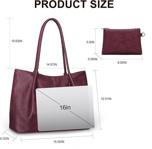 Large Tote Bag for Women Work Vegan Leather 16L Ladies Handbags Womens Big Purses Shoulder for Travel in Kuwait