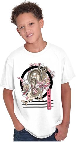 الحضرية الصينية التنين براعة الأزهار Crewneck تي القمصان الفتاة in Saudi Arabia