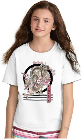الحضرية الصينية التنين براعة الأزهار Crewneck تي القمصان الفتاة in Saudi Arabia