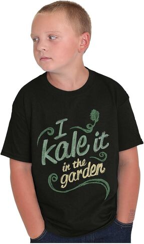 Funny Plant Pun Kale It in The Garden Crewneck T Shirts Boy Girl in Saudi Arabia