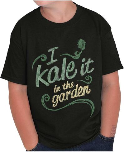 Funny Plant Pun Kale It in The Garden Crewneck T Shirts Boy Girl in Saudi Arabia