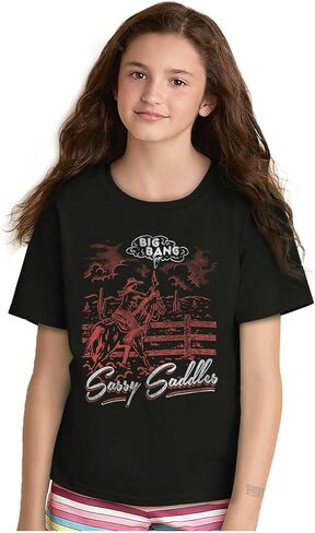 Vintage Western Cowgirl Sassy Saddles Crewneck T Shirts Boy Girl in Saudi Arabia