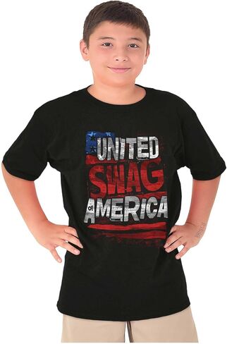 Cool United Swag America USA Flag Crewneck T Shirts Boy Girl in Saudi Arabia