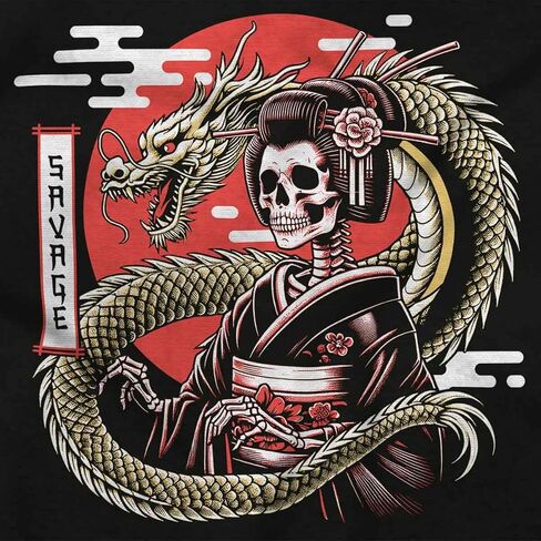 الهيكل العظمي التقليدي Geisha Savage Crewneck T قمصان بوي فتاة in Saudi Arabia