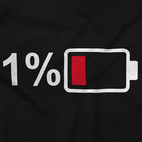 Funny 1 Percent Low Battery Drained Crewneck T Shirts Boy Girl in Saudi Arabia