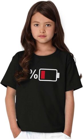 Funny 1 Percent Low Battery Drained Crewneck T Shirts Boy Girl in Saudi Arabia