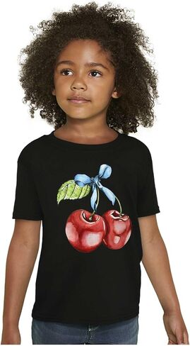 Coquette Watercolor Cherries with Bow Crewneck T Shirts Boy Girl in Saudi Arabia
