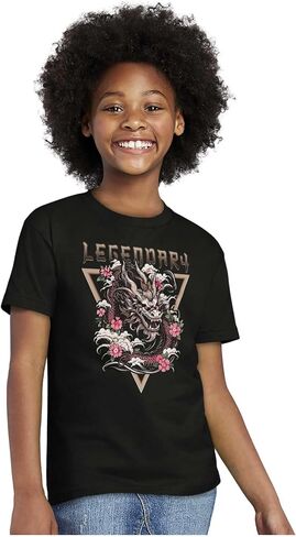 Urban Chinese Dragon Legendary Floral Crewneck T Shirts Boy Girl in Saudi Arabia