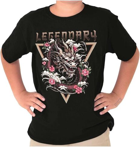 Urban Chinese Dragon Legendary Floral Crewneck T Shirts Boy Girl in Saudi Arabia