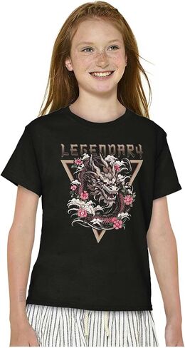 Urban Chinese Dragon Legendary Floral Crewneck T Shirts Boy Girl in Saudi Arabia