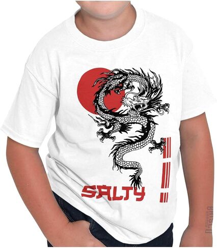 Urban Streetwear Chinese Dragon Salty Crewneck T Shirts Boy Girl in Saudi Arabia