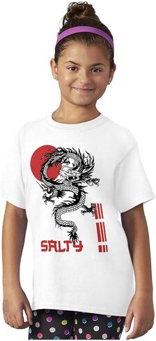 Urban Streetwear Chinese Dragon Salty Crewneck T Shirts Boy Girl in Saudi Arabia