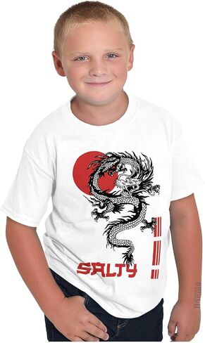 Urban Streetwear Chinese Dragon Salty Crewneck T Shirts Boy Girl in Saudi Arabia