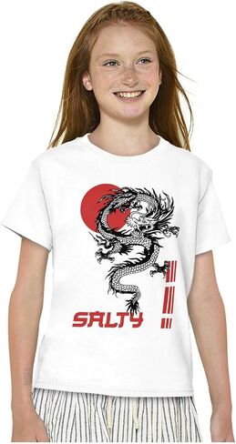 Urban Streetwear Chinese Dragon Salty Crewneck T Shirts Boy Girl in Saudi Arabia
