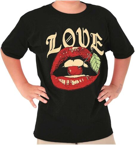 Vintage Love Lips Biting Cherry Crewneck T Shirts Boy Girl in Saudi Arabia