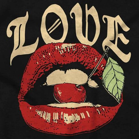 Vintage Love Lips Biting Cherry Crewneck T Shirts Boy Girl in Saudi Arabia