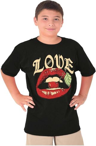 Vintage Love Lips Biting Cherry Crewneck T Shirts Boy Girl in Saudi Arabia