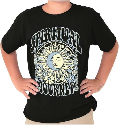 Boho الرحلة الروحية السماوية الشمس Crewneck T قمصان بوي فتاة in Saudi Arabia