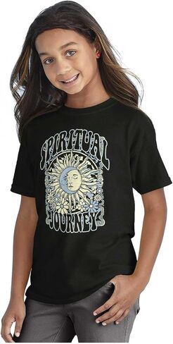 Boho الرحلة الروحية السماوية الشمس Crewneck T قمصان بوي فتاة in Saudi Arabia