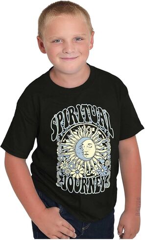 Boho الرحلة الروحية السماوية الشمس Crewneck T قمصان بوي فتاة in Saudi Arabia