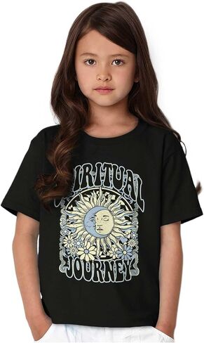 Boho الرحلة الروحية السماوية الشمس Crewneck T قمصان بوي فتاة in Saudi Arabia