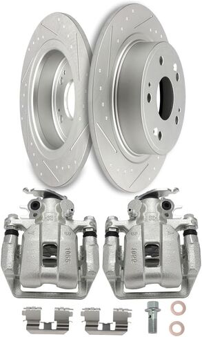 SCITOO Rear Brake Kit [4] Brake Pads [2] Brake Rotors [2] Brake Disc Calipers w/Bracket Compatible With 2000-2005 for Ford for Excursion in Saudi Arabia