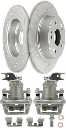 SCITOO Rear Brake Kit [4] Brake Pads [2] Brake Rotors [2] Brake Disc Calipers w/Bracket Compatible With 2000-2005 for Ford for Excursion in Saudi Arabia