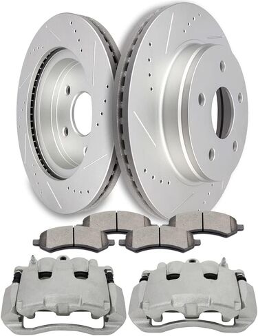 SCITOO Rear Brake Kit [4] Brake Pads [2] Brake Rotors [2] Brake Disc Calipers w/Bracket Compatible With 2000-2005 for Ford for Excursion in Saudi Arabia