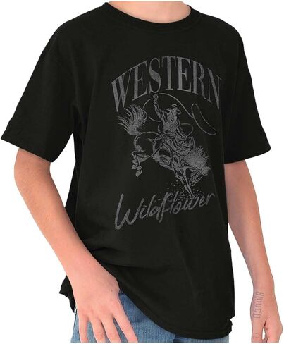 Vintage Cowboy Western Wildflower Crewneck T Shirts Boy Girl in Saudi Arabia