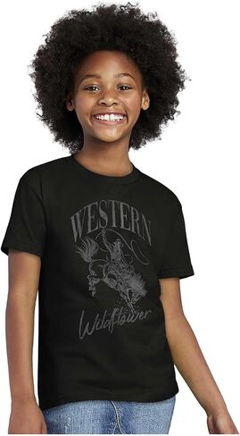 Vintage Cowboy Western Wildflower Crewneck T Shirts Boy Girl in Saudi Arabia