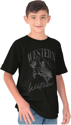 Vintage Cowboy Western Wildflower Crewneck T Shirts Boy Girl in Saudi Arabia