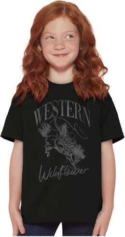 Vintage Cowboy Western Wildflower Crewneck T Shirts Boy Girl in Saudi Arabia