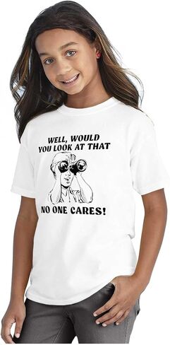 Funny No Ones Cares Attitude Joke Crewneck T Shirts Boy Girl in Saudi Arabia