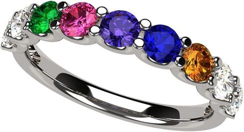 Central Diamond Center U'r Family Ring w/ 1 to 9 Simulated Birthstones Mothers Rings in Sterling Silver, 10K or 14K Gold in Saudi Arabia