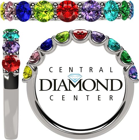 Central Diamond Center U'r Family Ring w/ 1 to 9 Simulated Birthstones Mothers Rings in Sterling Silver, 10K or 14K Gold in Saudi Arabia
