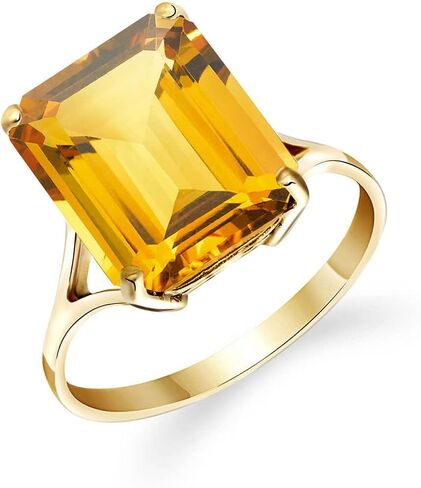 Galaxy Gold GG 14K Solid Yellow Gold Ring With Octagon Shape Natural Citrine Grade AAA in Saudi Arabia