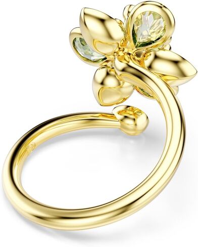 Swarovski Idyllia open ring, Mixed cuts, Flower, Green, Gold-tone Finish, Size 6 3/4 in Saudi Arabia
