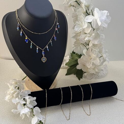 سلسلة مشبك ورق من الفولاذ المقاوم للصدأ بطول 16.4 قدم لصنع المجوهرات، لفة سلسلة ربط بمشبك ورق مطلي بالذهب لقلادة DIY وسوار صناعة المجوهرات مع شريط قياس ناعم ومشابك جراد البحر وحلقات القفز in Kuwait