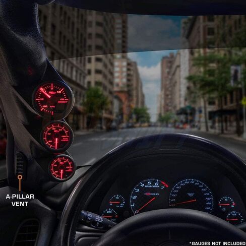 Glowshift Black Triple Gauge Gauge Pod متوافق مع شيفروليه تشيفي كورفيت 1997-2004-ABS Plastic-Mounts (3) 2-1/16 " in Kuwait