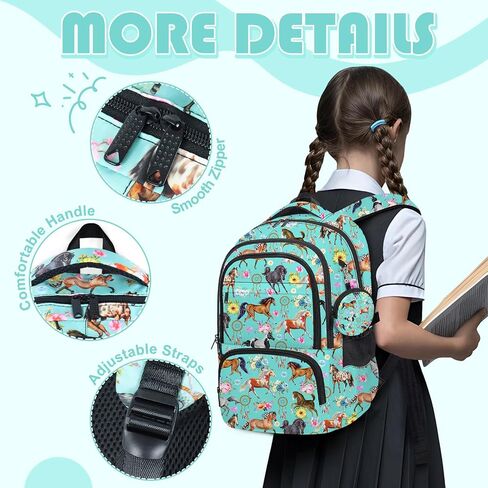 Kids Backpack with Lunch Box, Backpack for Girls with Pencil Case and Coin Purse, School Bookbag for Student in Saudi Arabia