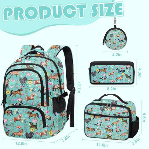 Kids Backpack with Lunch Box, Backpack for Girls with Pencil Case and Coin Purse, School Bookbag for Student in Saudi Arabia