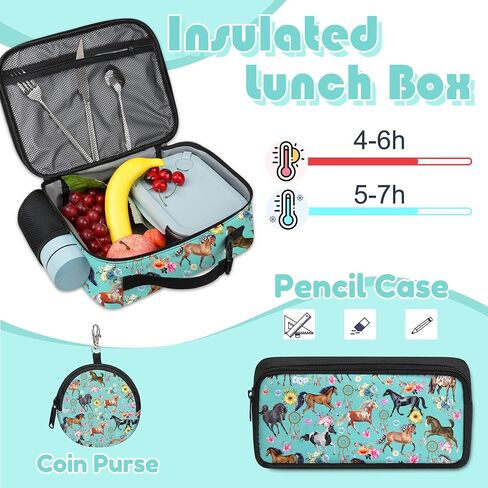 Kids Backpack with Lunch Box, Backpack for Girls with Pencil Case and Coin Purse, School Bookbag for Student in Saudi Arabia