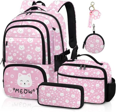 Kids Backpack with Lunch Box, Backpack for Girls with Pencil Case and Coin Purse, School Bookbag for Student in Saudi Arabia