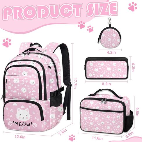 Kids Backpack with Lunch Box, Backpack for Girls with Pencil Case and Coin Purse, School Bookbag for Student in Saudi Arabia