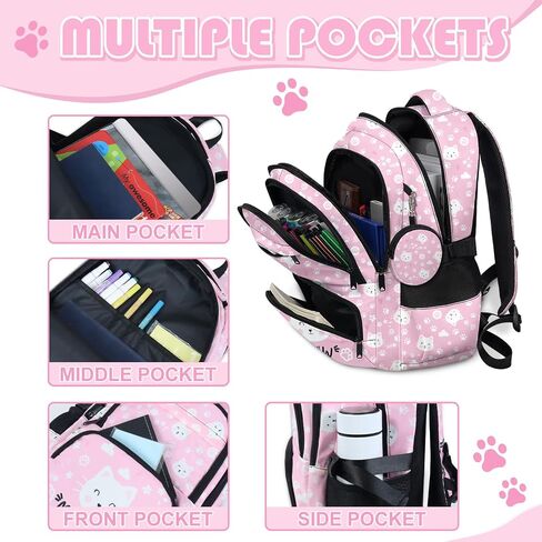 Kids Backpack with Lunch Box, Backpack for Girls with Pencil Case and Coin Purse, School Bookbag for Student in Saudi Arabia
