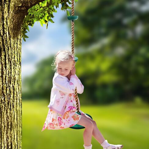 Climbing Rope Tree Swing with Platforms and Disc Swing Seat Set Outdoor Playground Accessories for Kids-Include Carabiner, 4ft Tree Strap and Tree Protector in Kuwait