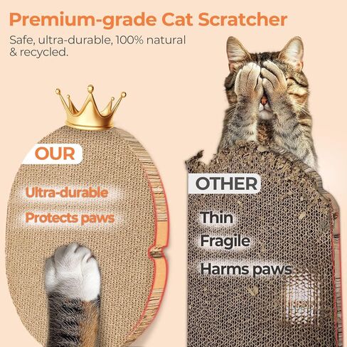 سرير للقطط من كومساف، سرير خدش للقطط بيضاوي، خدش للقطط السيزال للقطط الداخلية، مخلب طحن للقطط، سرير متين للخدش للقطط الصغيرة، بدون حطام ولا فوضى، يحمي أريكة سجاد الأثاث in Kuwait